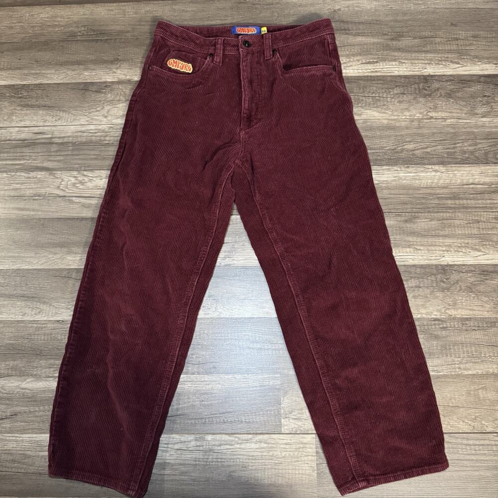 Empyre Corduroy Pants Mens 28 Red Relaxed Fit Skater Y2K 90s Cotton Chino